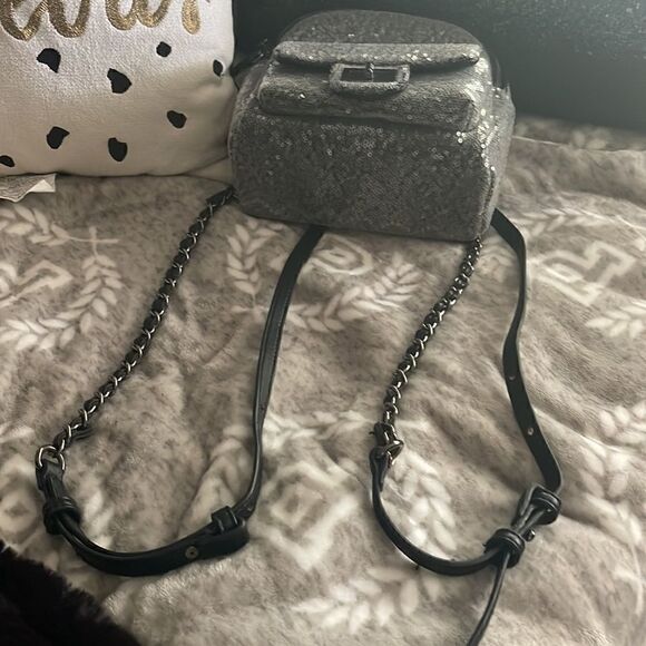 Backpack minibag chain strap silver mesh glitter y2k flap - Picture 6 of 8